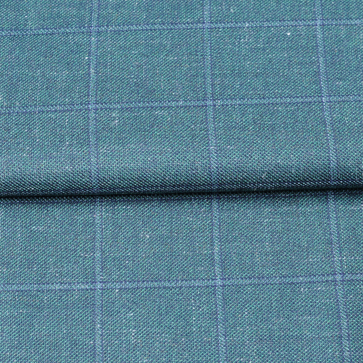 Green Striped Wool & Linen Blend Fabric